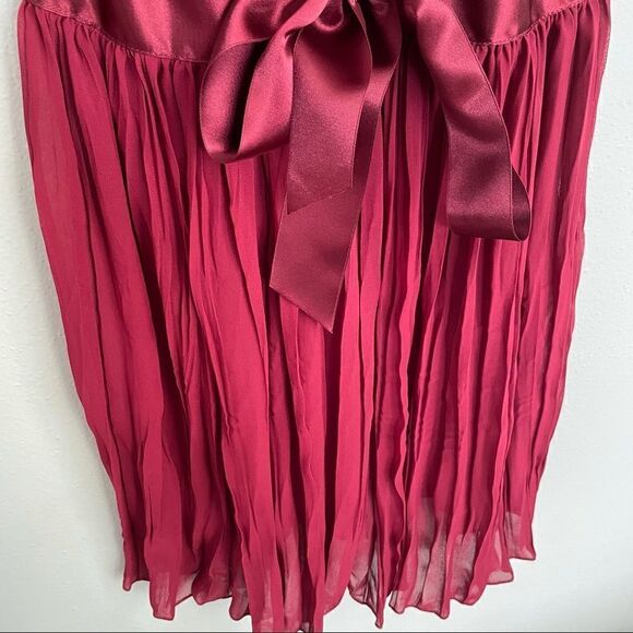Victoria's Secret Burgundy Pleated Bow Babydoll Flyaway Lace Slip Vintage Dress - Picture 5 of 13